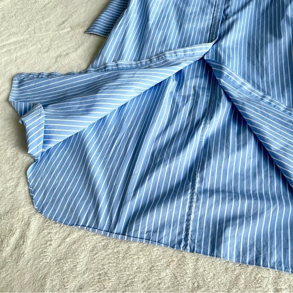Another Tomorrow Cotton Stripped Blue White Belted Shirt Dress IT 40 US S (4) - Picture 10 of 14